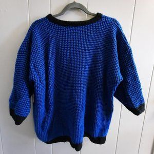 Adele Knitwear Vintage Sweater 80s Blue & Black
